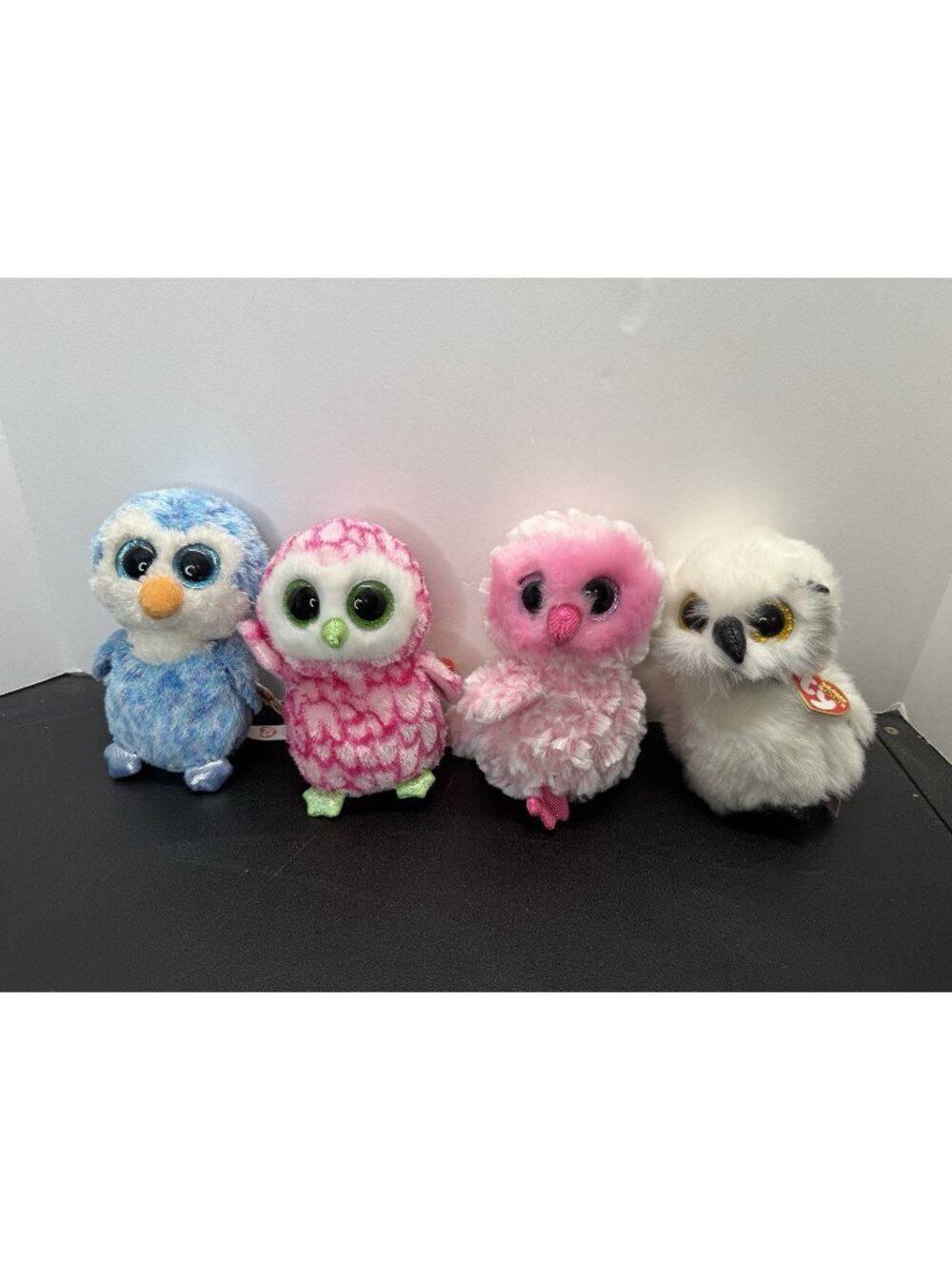 Ty Beanie Boo Lot of 4 Animal Bundle 6" Plush Stuffed Animal Owl Austin Bubbly